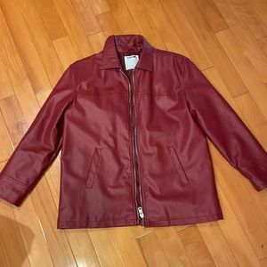Garage Red Faux Leather Jacket